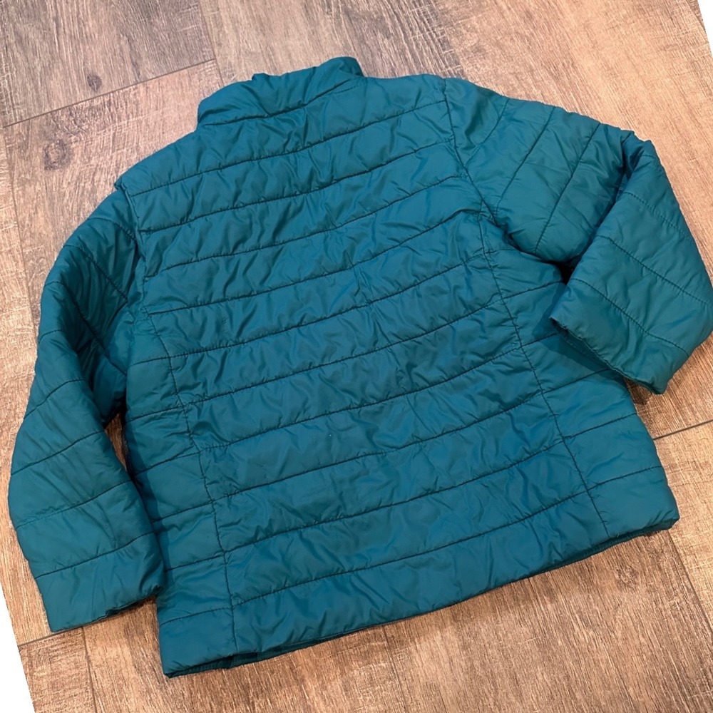 Lands End Kids Teal Green/Blue Quilted Puffer Jacket Full Zip Lightweight 3T - Picture 3 of 5